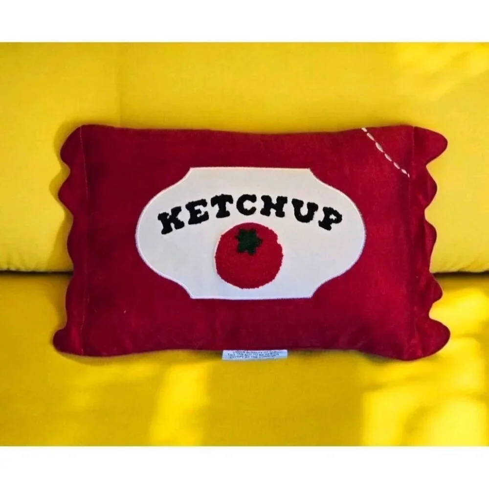 New Red Summer Ketchup Packet Pillow Novelty Throw Pillow Room Decor BBQ Picnic